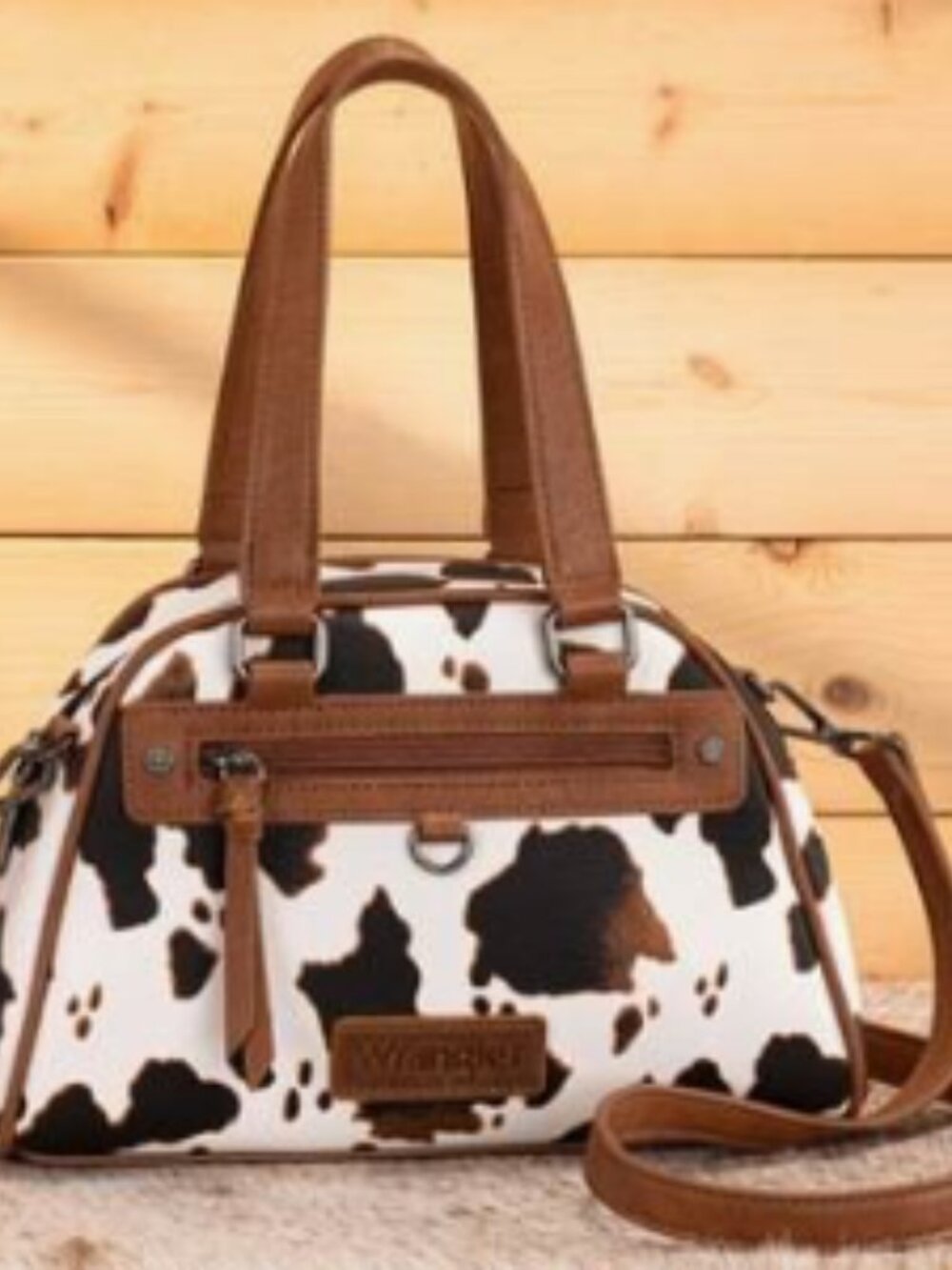 Wrangler Cow Print Satchel/crossbody Bag Brown NWT